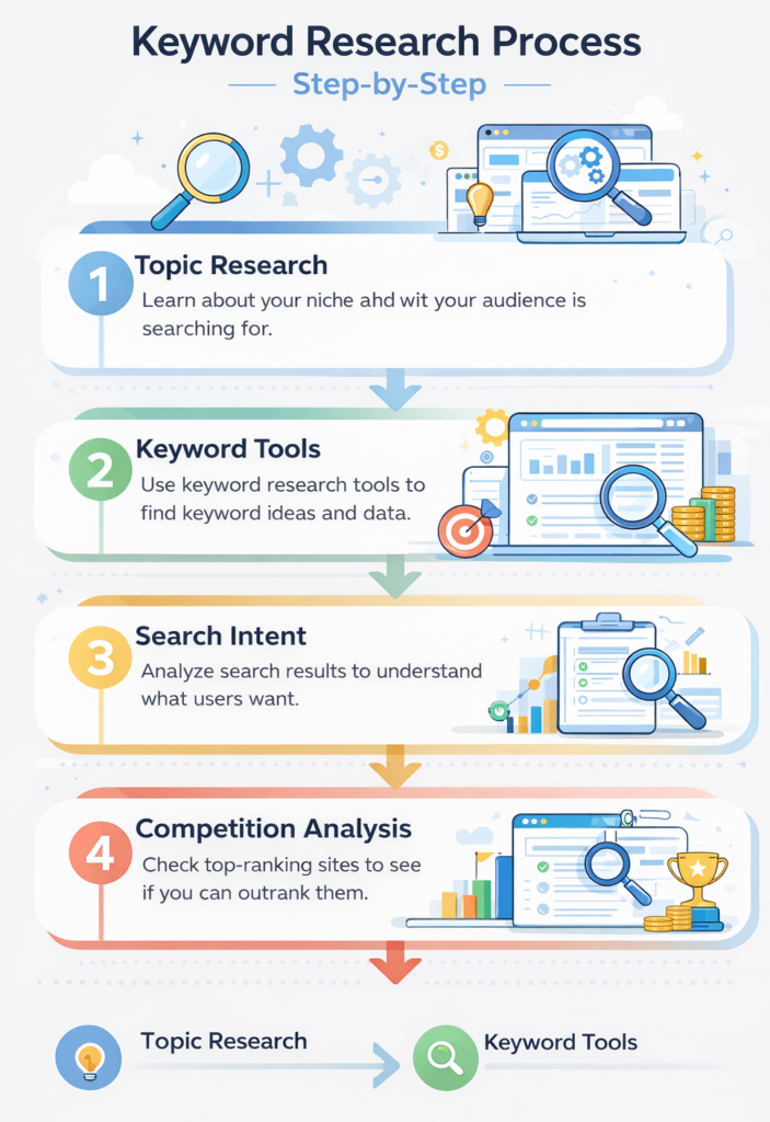 keyword research guide for beginners infographic